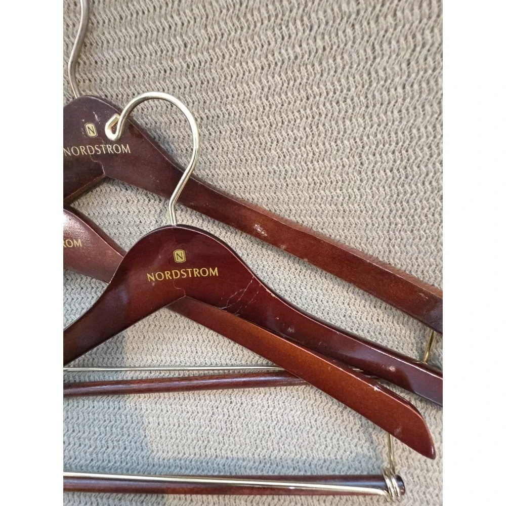 VTG Nordstrom Classy Wood Hangers Lot Of 3 Suit & Pant Hangers Old Money